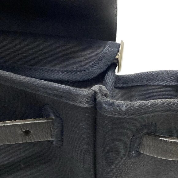 Auth HERMES Her Bag MM - Black Toile Officier Box Calf Square H Handbag - Picture 15 of 16